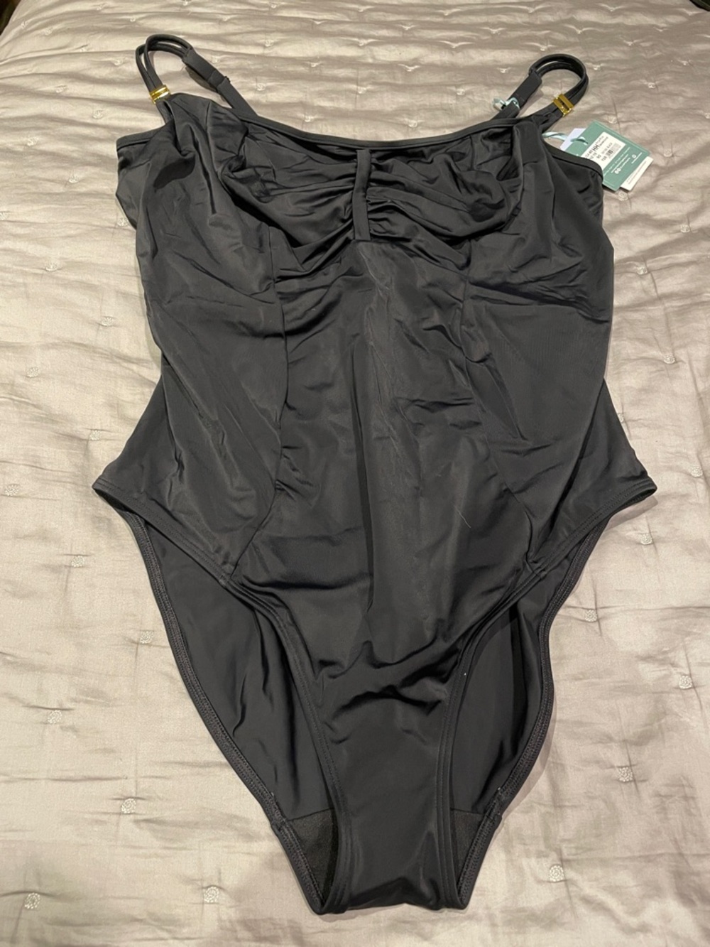 Panache Black Balconette Swimsuit with Gold Accents